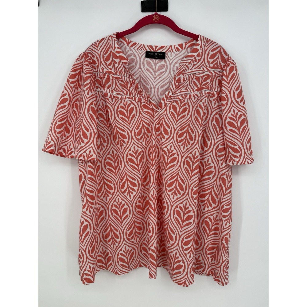 Lane Bryant 18/20 100% Cotton Summer Light Short Sleeve Top Coral Pink